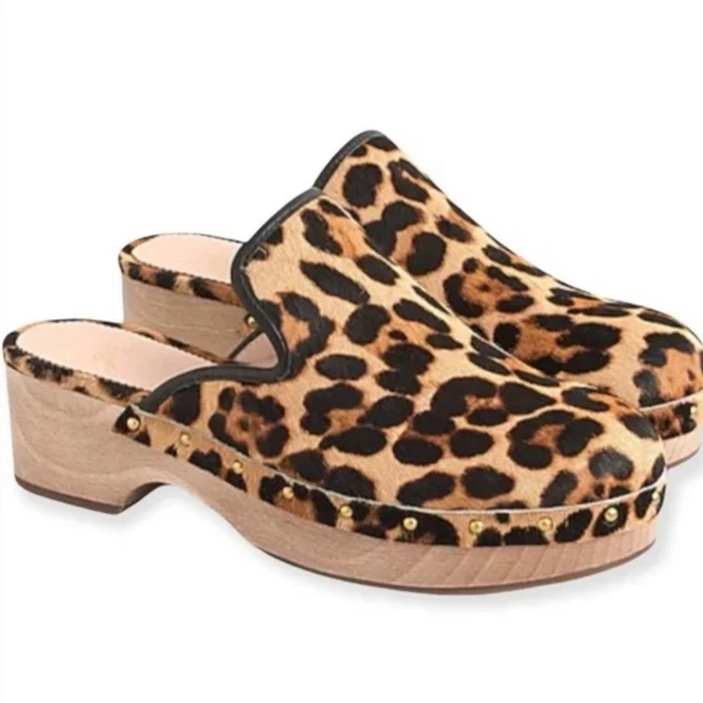 J. Crew Brown and Tan Leopard Print Mules